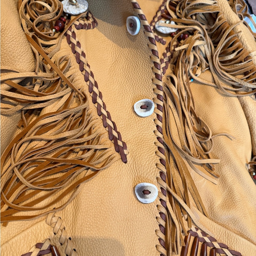 Fringed tan leather rusty dorr  Jacket - Picture 9 of 15